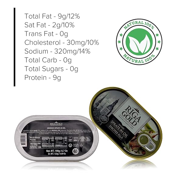 RIGA GOLD Shproti, Sprats in Oil, 190gr (Pack 3)