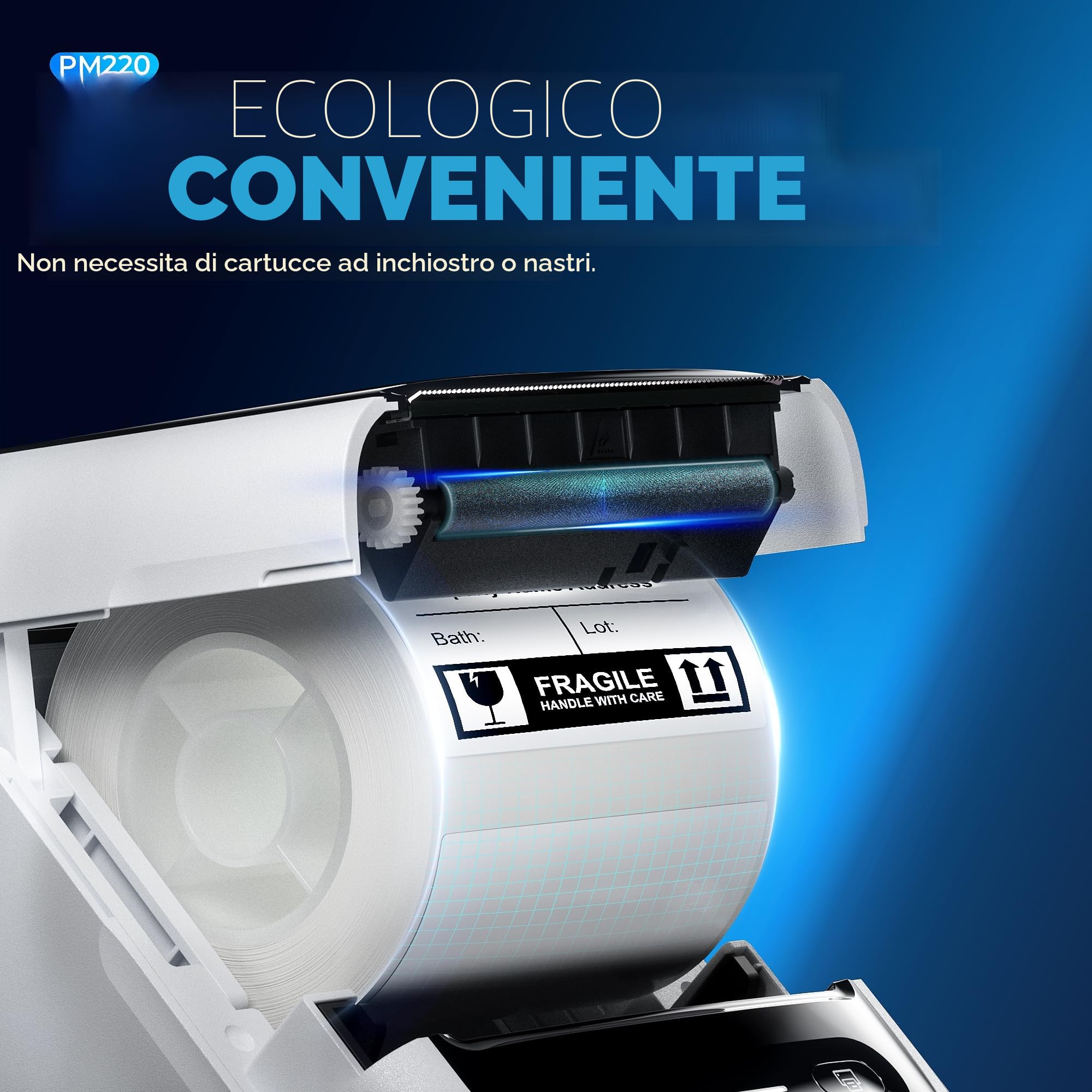 Nelko Etichettatrice con nastro adesivo, stampante per etichette Bluetooth PM220, stampante termica portatile da 5,1 cm per piccole imprese, logo, abbigliamento, stampante adesiva per