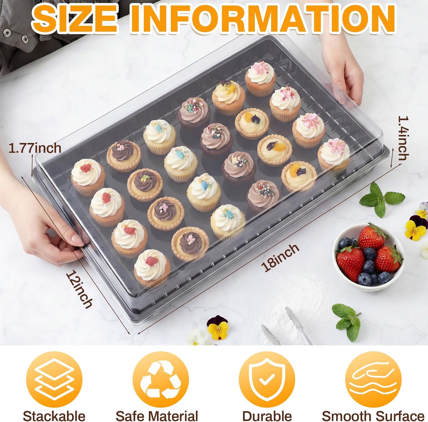 shellwei 5 pack extra large charcuterie board with lids, 18 x 12 inch plastic catering trays for cookies, desserts, candy, reusable serving platters for travel party 18 x 12 inch black 5