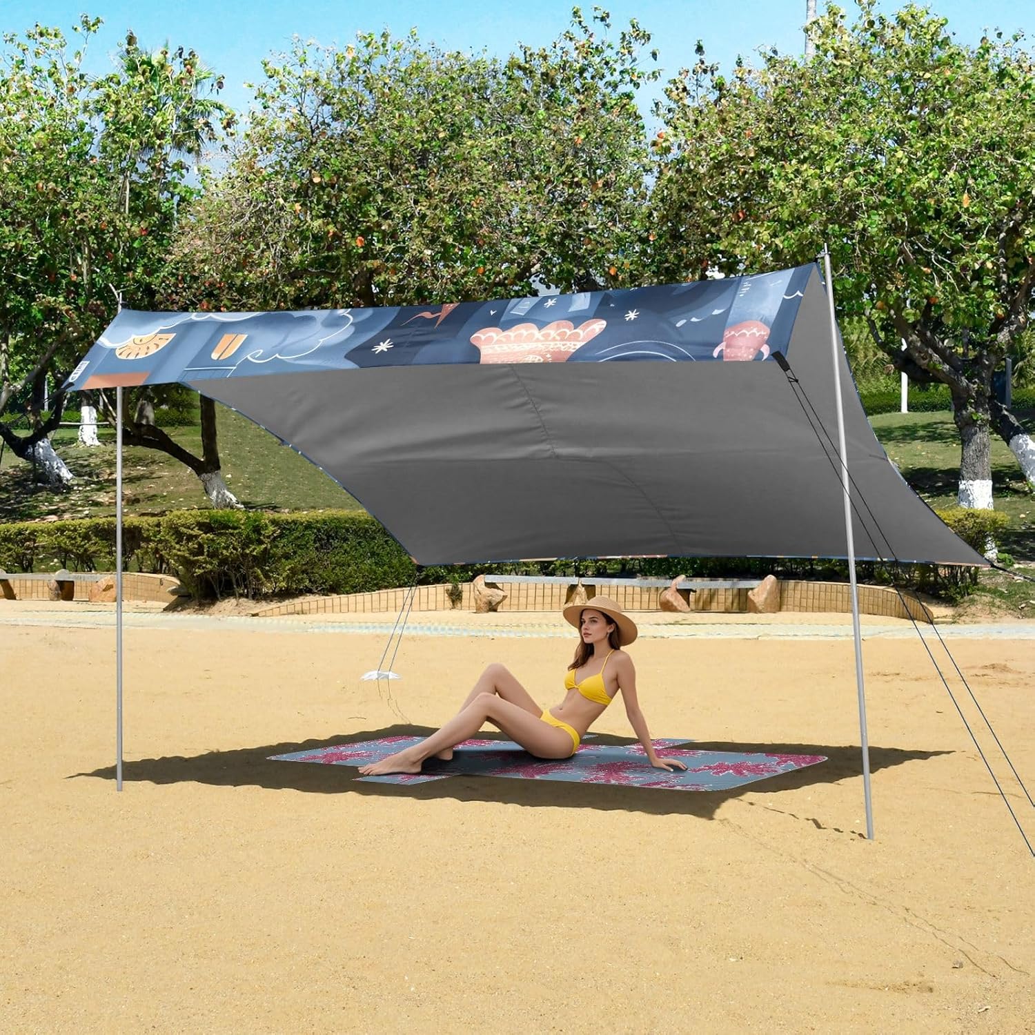 Blue Castle Camping Sun Shelter, Beach Tent Portable Beach Sun Shade Outdoor Canopy for Camping Trips Fishing Picnic