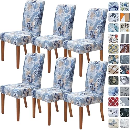 Miniatura 94 de SPRINGRICO Fundas para sillas de comedor, paquete de 6, fundas elásticas para sillas de comedor, de elastano, lavables, fundas para sillas Parsons