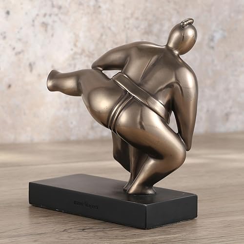 Miniatura 3 de Veronese Design 4 7/8 pulgadas japonés abstracto sumo luchador Stomp figura de resina acabado bronce