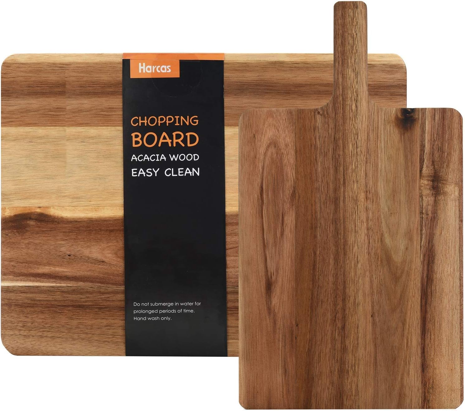 Harcas Acacia Wooden Chopping and Cheese Boards Set. Large Size. Best for Serving Meat, Vegetables, Crackers and Cheese. Professional Grade for Strength and Durability