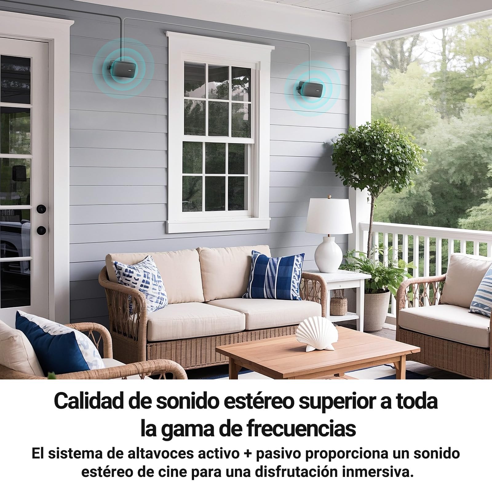 Inwa Altavoz Bluetooth, altavoz de pared pasivo, altavoz de pared activo, juego de sonido estéreo inalámbrico impermeable con entrada auxiliar, sistema de sonido adecuado para pabellón (par, potencia