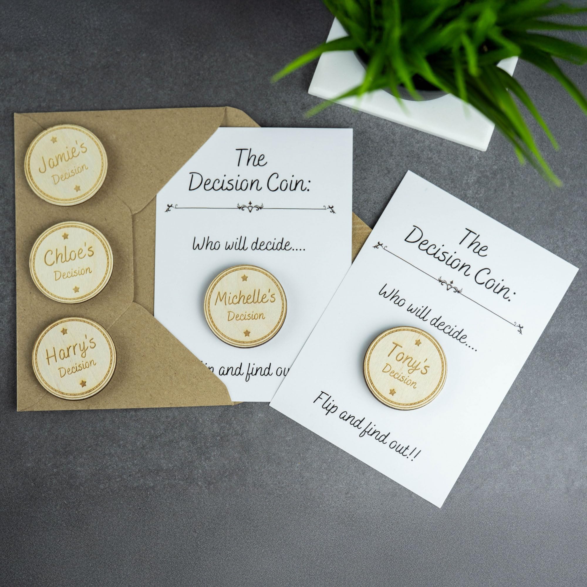 So Bespoke Brown Personalised Wooden Custom Couples Decision Coin Boyfriend Or Girlfriend Gift Idea Flip Decision Coin Valentines Gift Idea