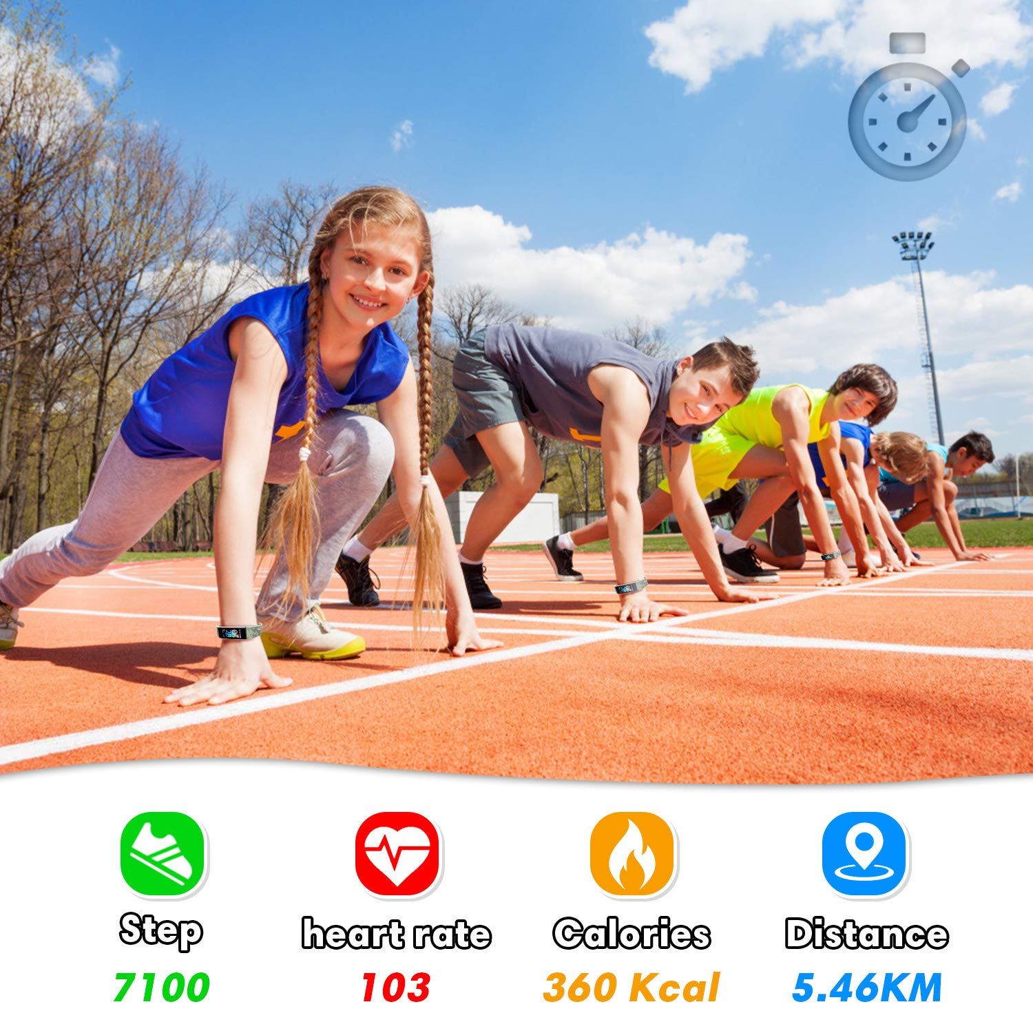 Gogum Slim Fitness Tracker With Replacement Band For Kids Girls