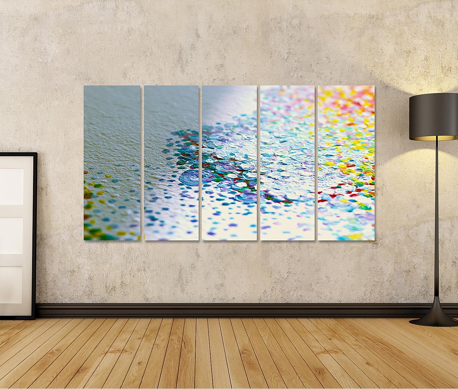 islandburner Bild auf Leinwand Faszinierender Pointillismus Kunstdruck Wohnzimmer Deko für Kunstliebhaber - 5-teilig XXL