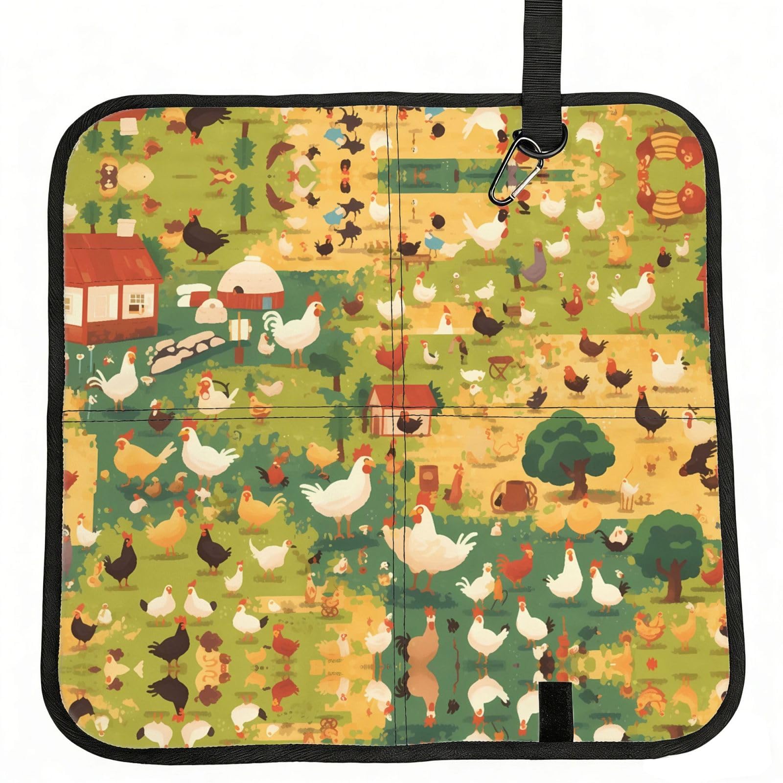 WZYCWB Chicken Coop Foldable Seating Cushion with Carabiner - Stadium Mat for Camping, Hiking and Outdoor Activities