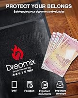 Vista 3 de Dreamix Bolsa de documentos ignífuga e impermeable, almacenamiento seguro, objetos de valor, joyería en efectivo, documentos legales, archivo