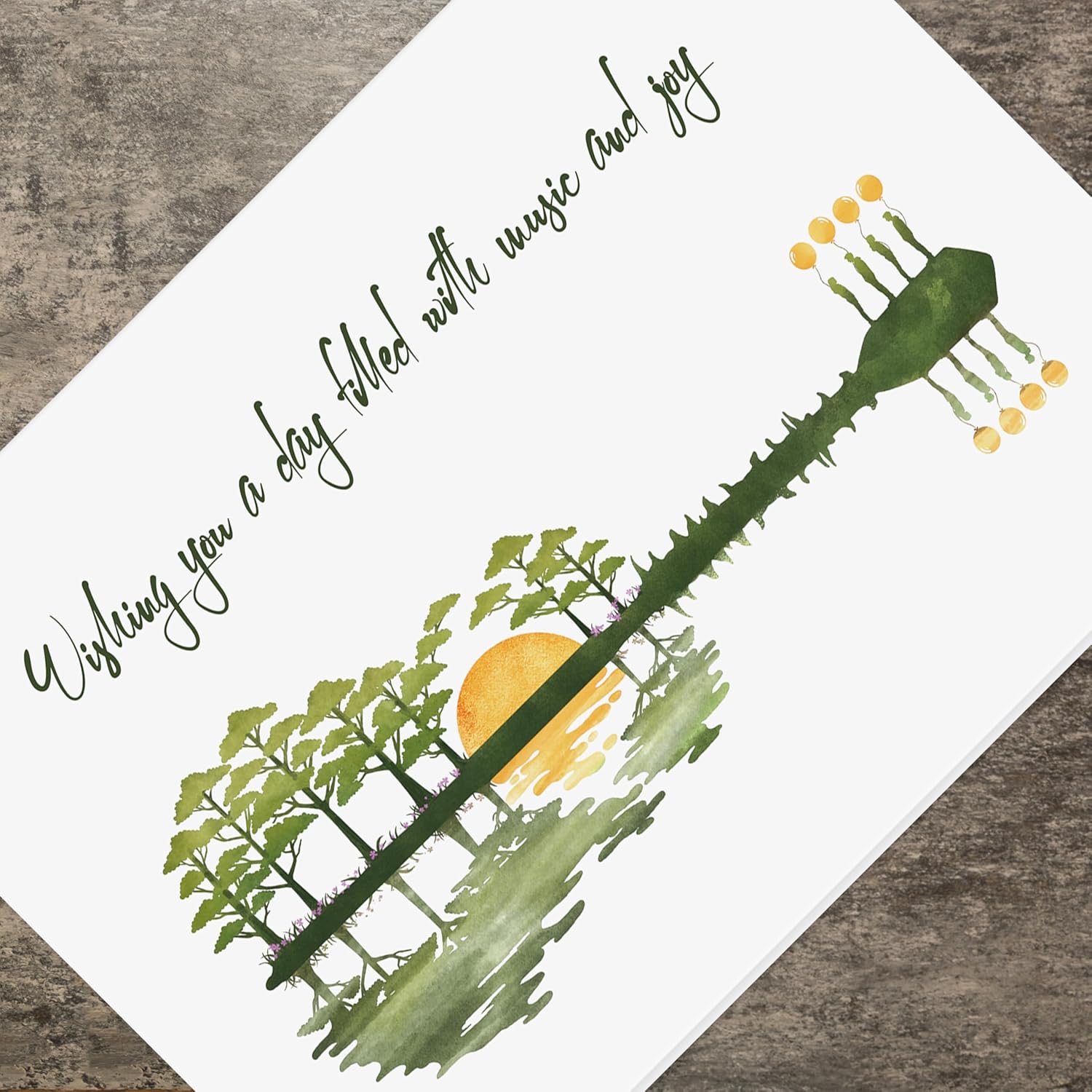 Musical Nature Guitar Greeting Card, Wishinig you a Day Filled With Music And Joy, Friends and Family - Celebrate Special Moments with Harmonious Surprises, Blank Inside for Birthday/Wedding/Anniversary - Image 4