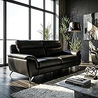 Vista 2 de Cortesi Home Sofá Chicago de cuero, 79 pulgadas, negro