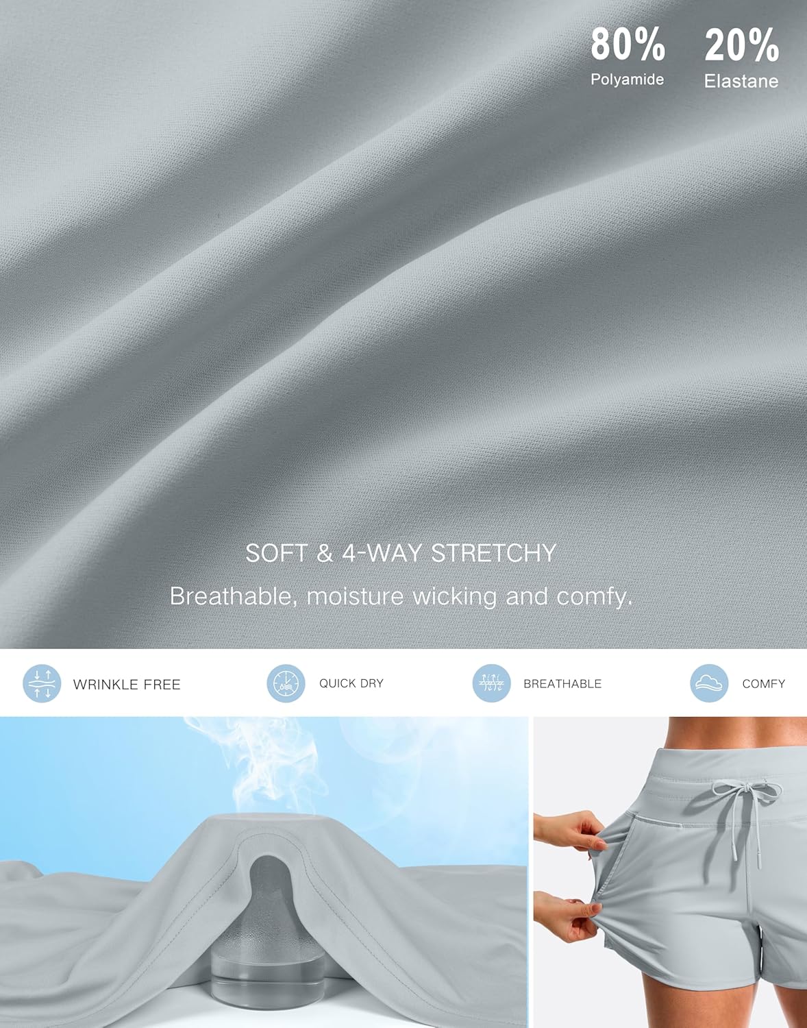 Soothfeel Women's Athletic Running Shorts with Pockets 3.5" Quick Dry High Waisted Workout Active Gym Shorts for Women - Image 6