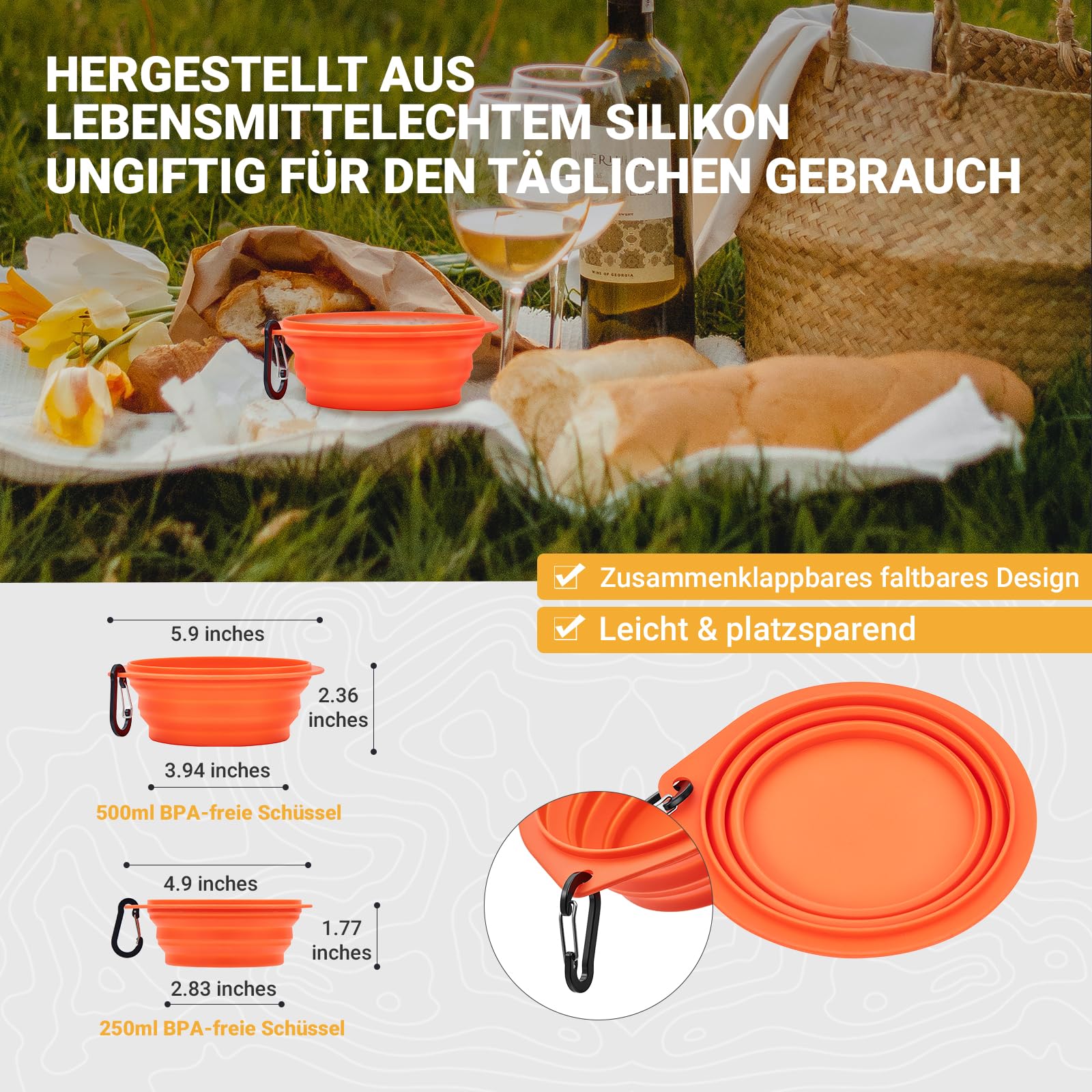 KingCamp Camping Geschirr Set, Camping Kochgeschirr aus Edelstahl, Camping Töpfe mit Faltbare Besteck, Ultraleicht Camping Topf Pfanne Set für Campingkocher