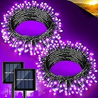 Vista 13 de 2 paquetes de luces solares de Navidad para exteriores, 158 pies 480 LED, luces de cuerda solares impermeables para exterior, 8 modos, luces