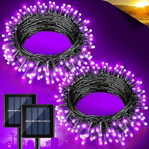Miniatura 15 de 2 paquetes de luces solares de Navidad para exteriores, 80 pies con 240 luces LED impermeables para exterior, 8 modos de luces de hadas Blanco