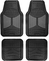 FH Group Monster Eye Heavy-Duty Rubber Floor Mats - Universal Trimmable ClimaProof Full Set for Cars SUVs Trucks Gray