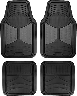 FH Group Monster Eye Heavy-Duty Rubber Floor Mats - Universal Trimmable ClimaProof Full Set for Cars SUVs Trucks Gray