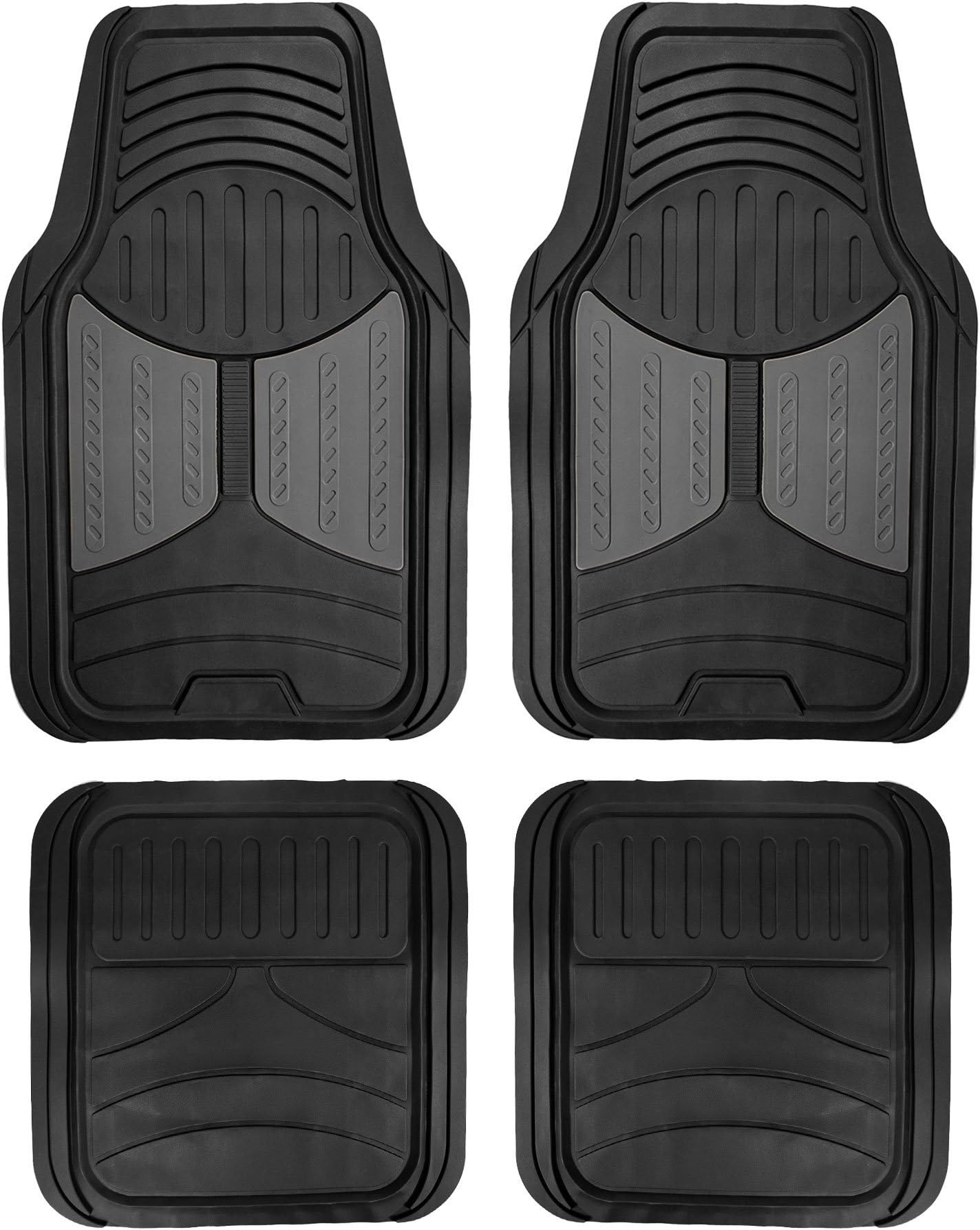 FH Group Automotive Floor Mats - Heavy-Duty Monster Eye Floor Mats for Cars, Universal Fit Full Set, Climaproof Floor Mats, Trimmable Floor Mats for Most Sedan, SUV, Truck Floor Mats Rubber Gray