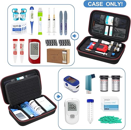 Miniatura 2 de Canboc Diabetic Supplies - Estuche de viaje, bolsa de transporte para medidor de glucosa, bolígrafos de insulina, tiras de prueba de azúcar en