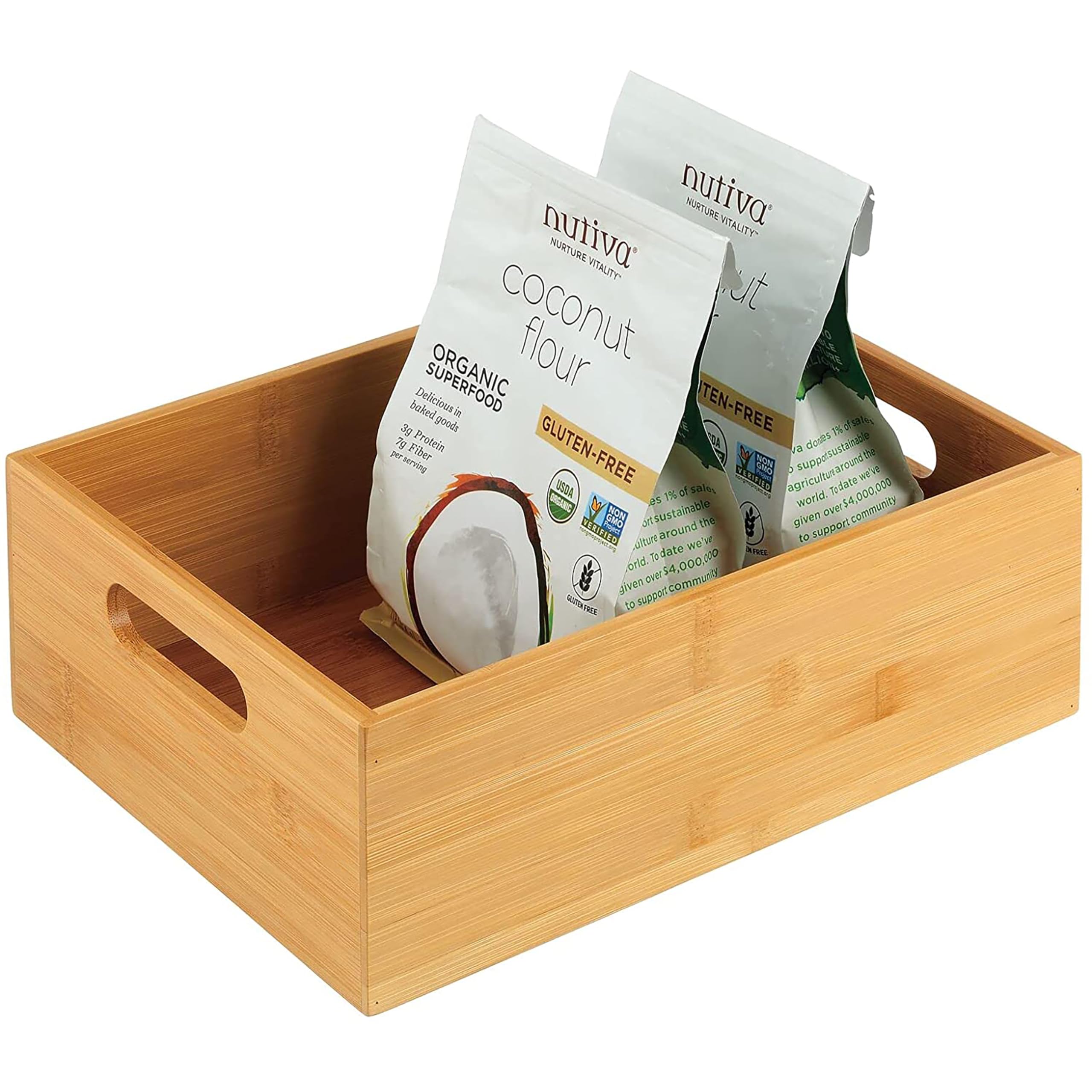 Promosyonca Bambu Organizer Kutusu 2'li Set, Doğal Bambu Saklama Kutuları, Tutma Kulplu, Çok Amaçlı Düzenleyici, 31x21.5x10.5 cm ve 28x16.5x10.5 cm