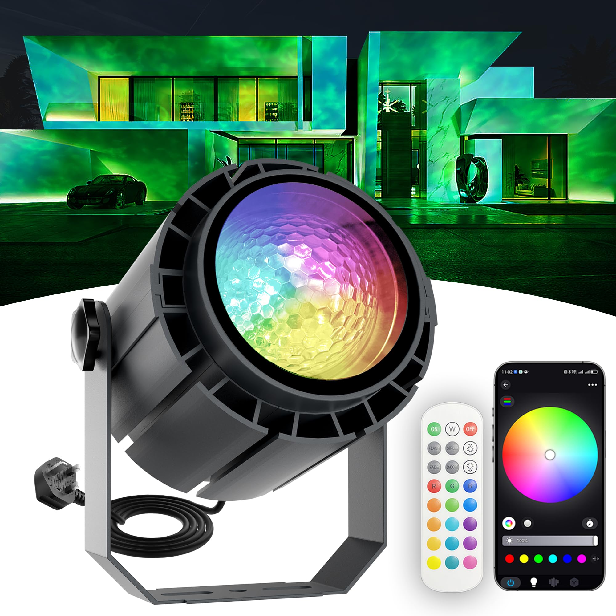Yasotek Outdoor Water Ripple Projector Light RGBW