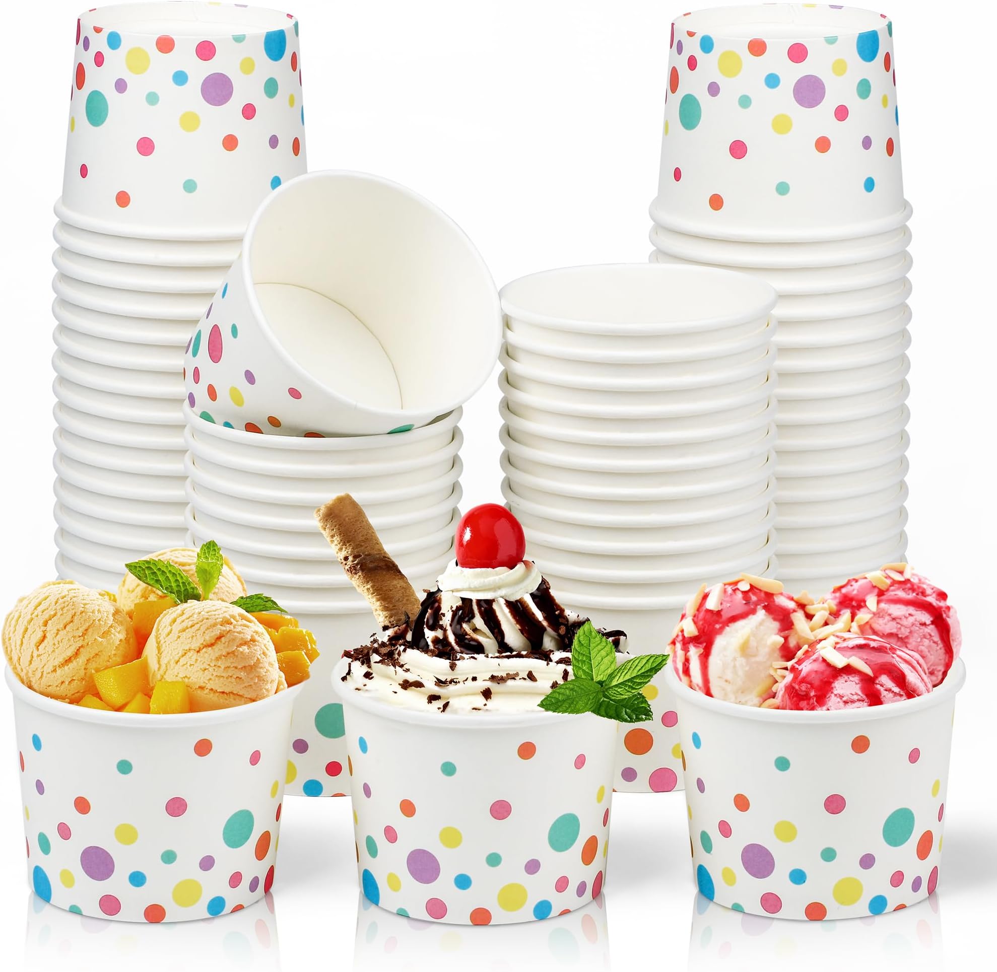 Amazon.com: Juvale 50 Pack Paper Ice Cream Cups for Frozen Yogurt ...