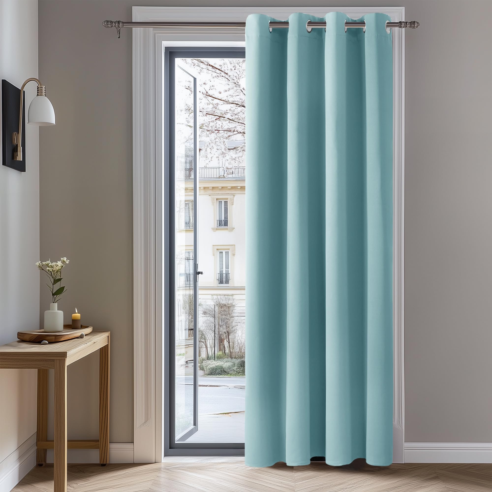 Deconovo Sky Blue Eyelet 108 Inch Drop Curtain Window Treatment Thermal Insulated Eyelet Curtain Blackout Curtain For Living Room 52"X 108" 1 Panel