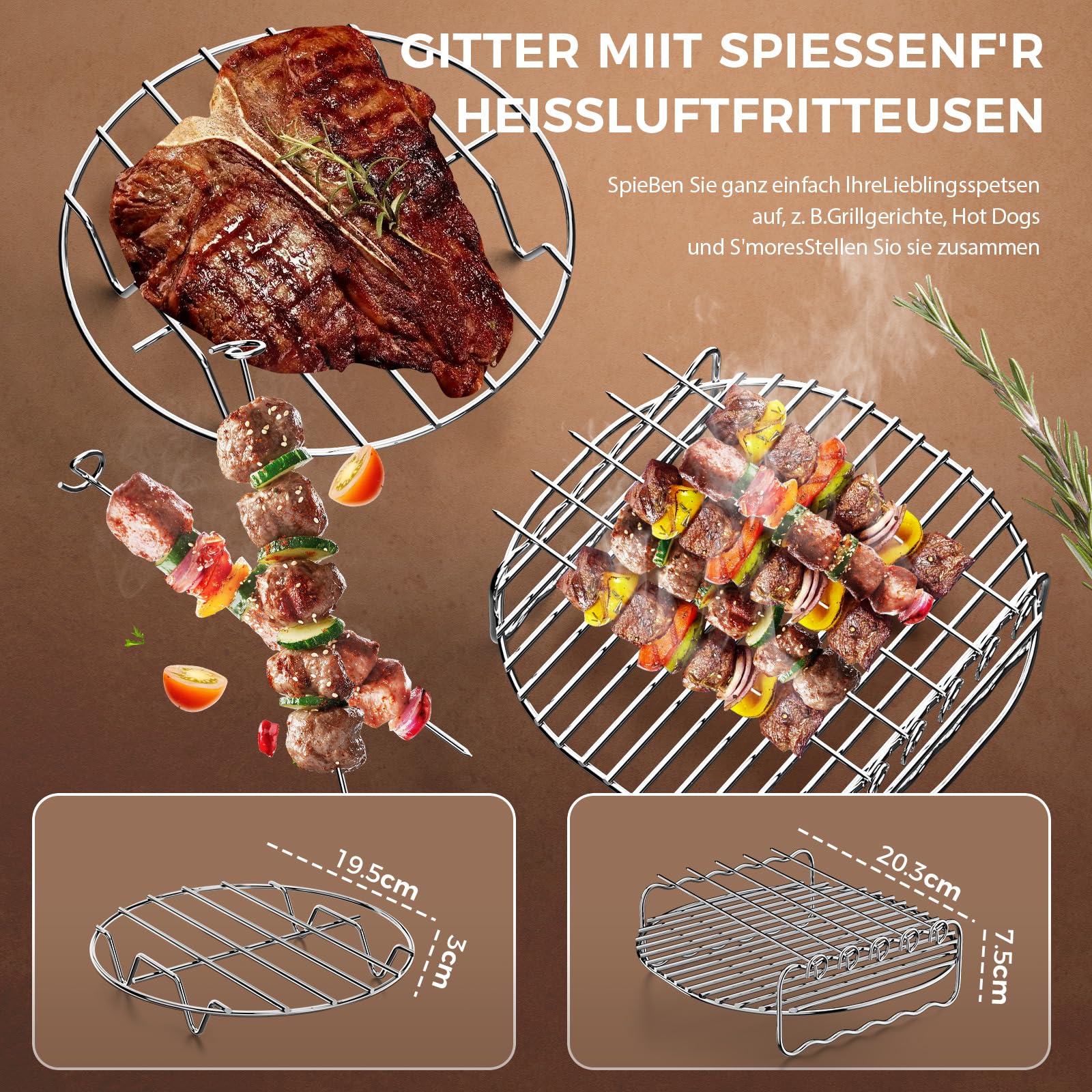 17-Teiliges Heißluftfritteuse Zubehör für COSORI Turbo Tower Pro Smart 10,8L Double Stack Airfryer,BPA-frei Airfryer Silikonform Zubehör für COSORI Turbo Tower 6,5L/4,3L Air Fryer Silikon Einsatz