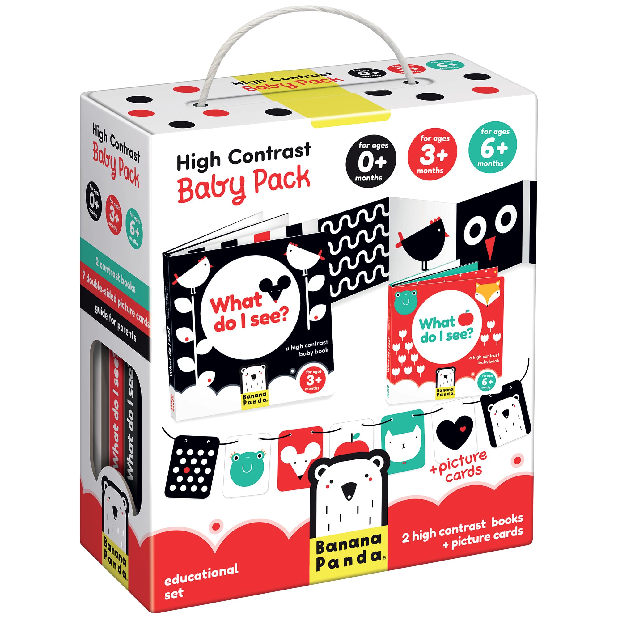 Banana Panda High Contrast Baby Pack - includes 7 Double-Sided Flash Cards and 2 Accordion Books Designed for Babies Ages 0 to 1 Year