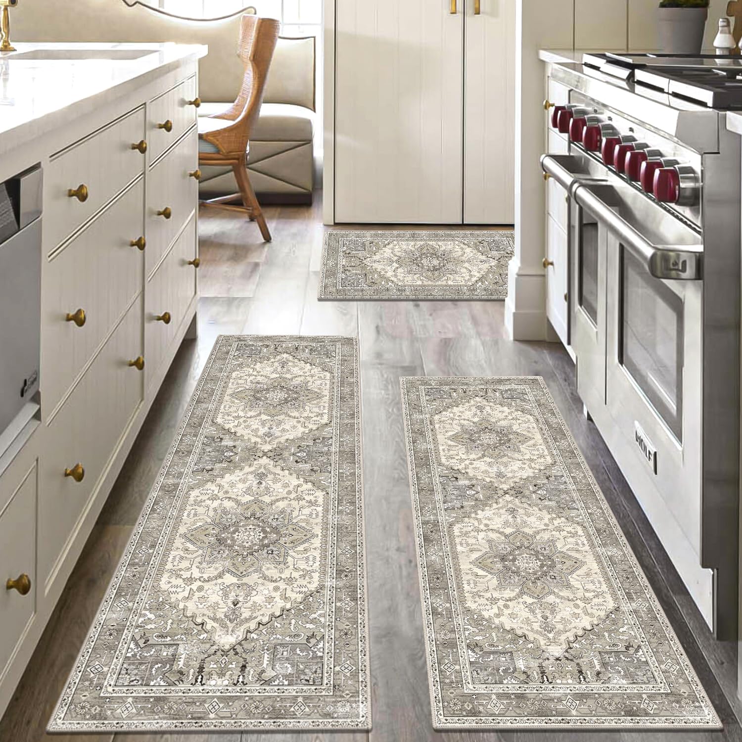 Boho washable kitchen rugs sets of 3 non slip kitchen mats for floor
