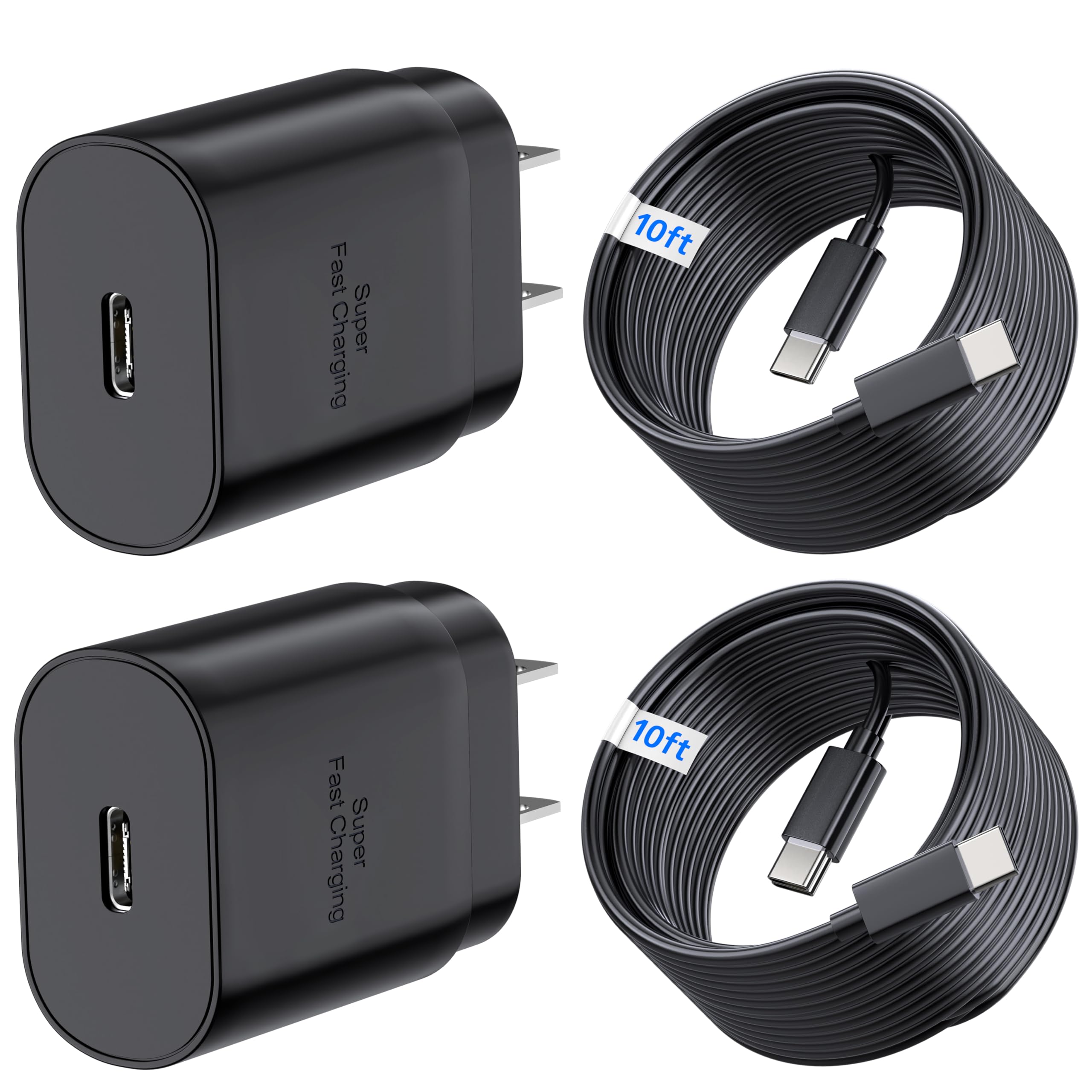 USB-C Charger 30W Super Fast Charging Type C Block Adapter Plug Cable Cord 10ft for iPhone 17 17