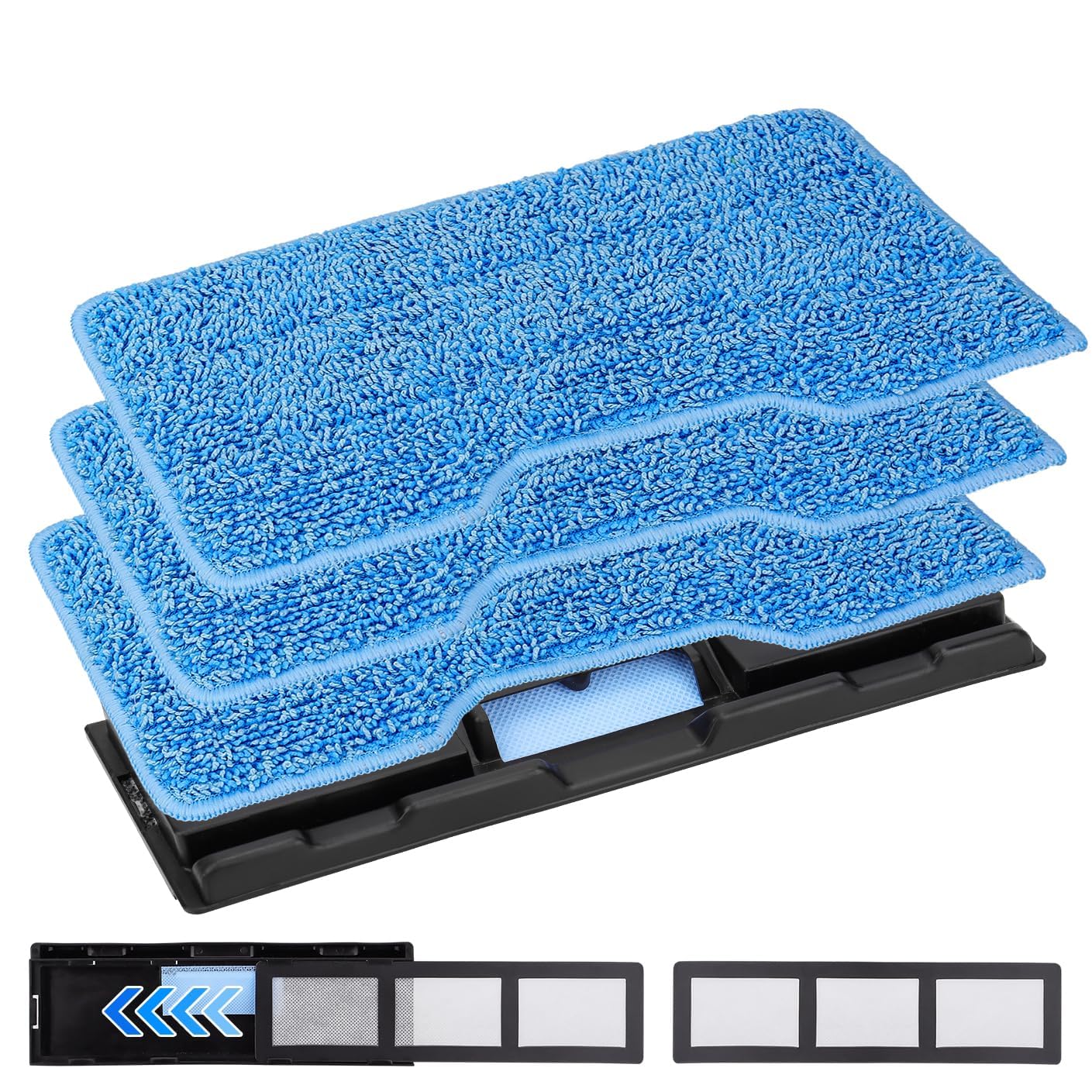 GreeSuit Vacmop Pad Refills for Shark Vac Mop VM200UK, VM200UKPL, VM200UKGN, 3 Microfiber Mop Pads + 1 Upgraded Dirt Chamber + 2 Filters for Shark VacMop Cordless Hard Floor Vacuum Spray Mop