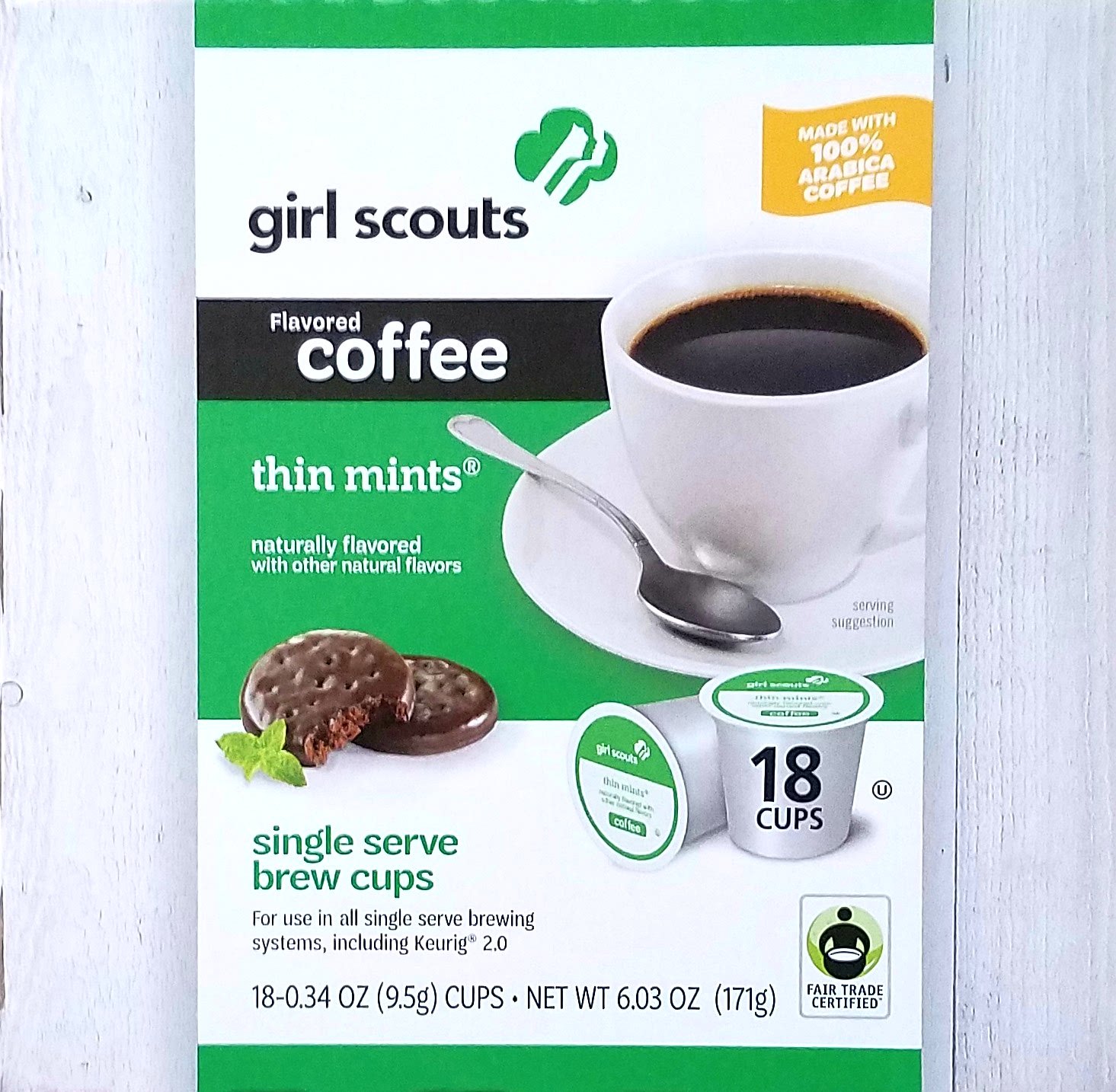 Girl Scouts Cookie Flavored Coffee Single Serve Brew Cups (Thin Mints)