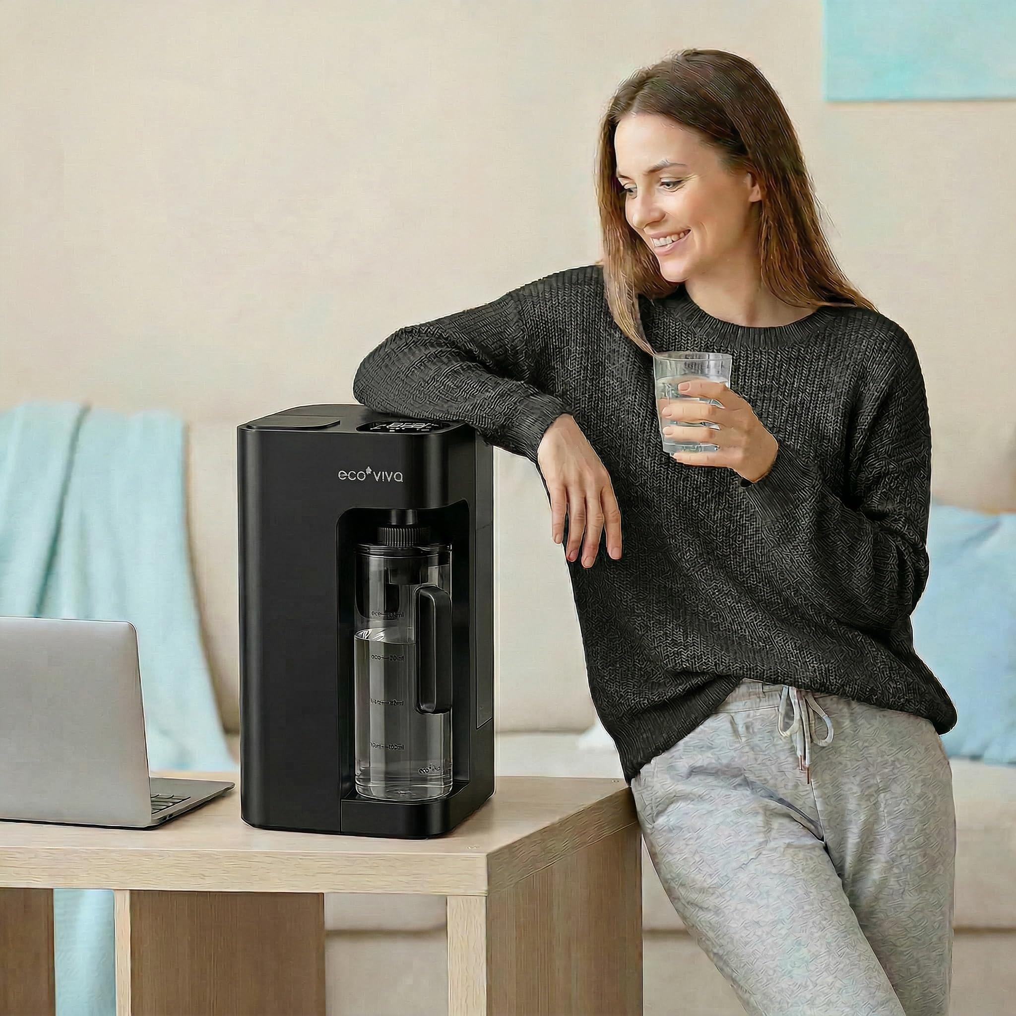 Filtratore d'acqua ecoviva water Mate 3 UV a osmosi inversa, rapporto 3:1 da puro a scarico, caraffa auto-riempimento, purificatore d'acqua senza installazione, 9 fasi di filtrazione RO portatile con