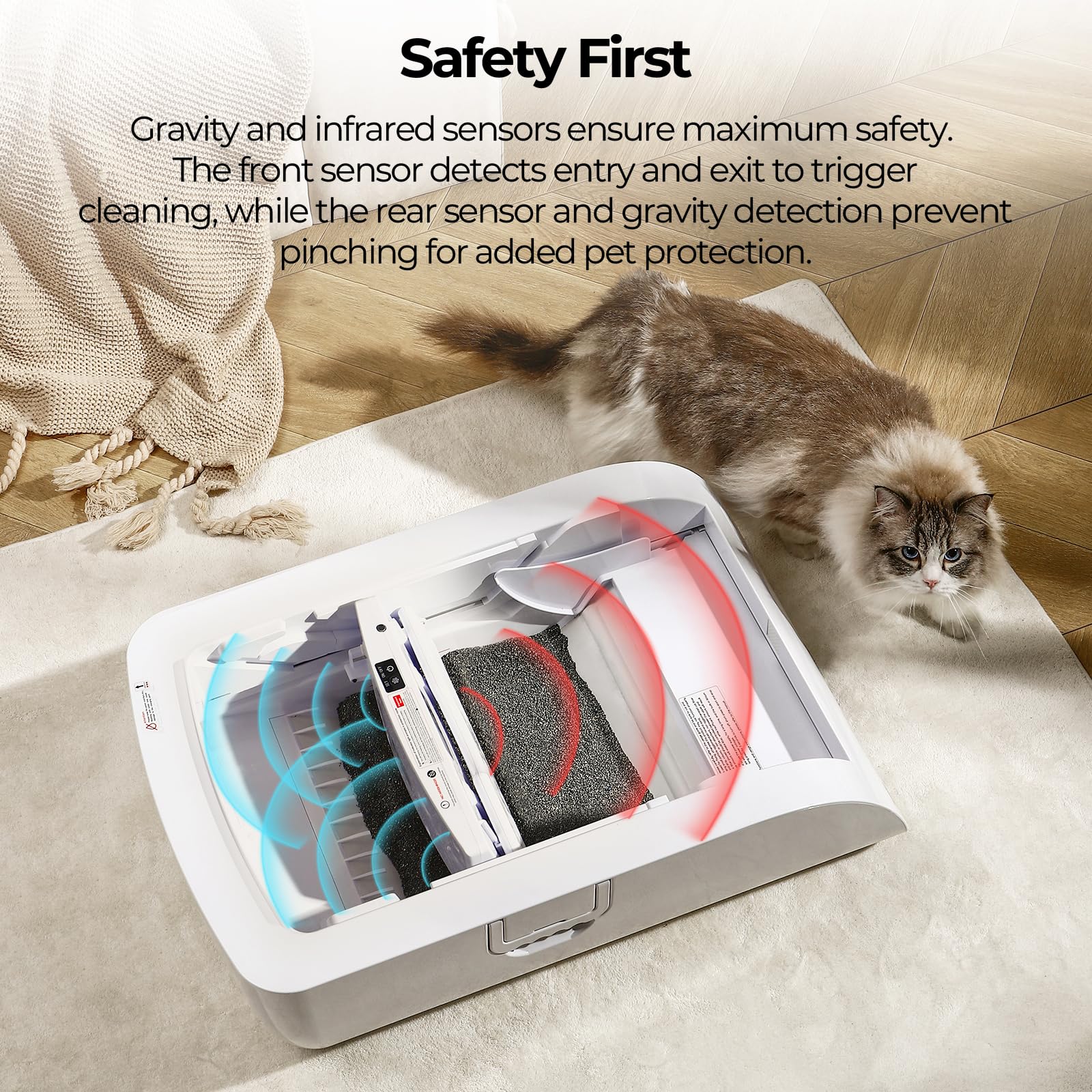 Self Cleaning Litter Box,Open-Top Automatic Cat Litter Box APP Control (2.4G/5G) with Health Tracking, Dual Safety Sensors&Odorless Design,Includes cat Litter & 3 Rolls Waste Bags(NO Tent) - image 3