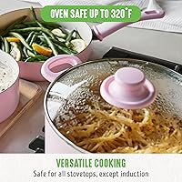 Vista 8 de GreenLife 6QT Ceramic Nonstick Stockpot with Glass Straining Lid, PFAS-Free, Dishwasher Safe, Stay-Cool Handles, Oven Safe to 350°F, Wobble-Free Rosa