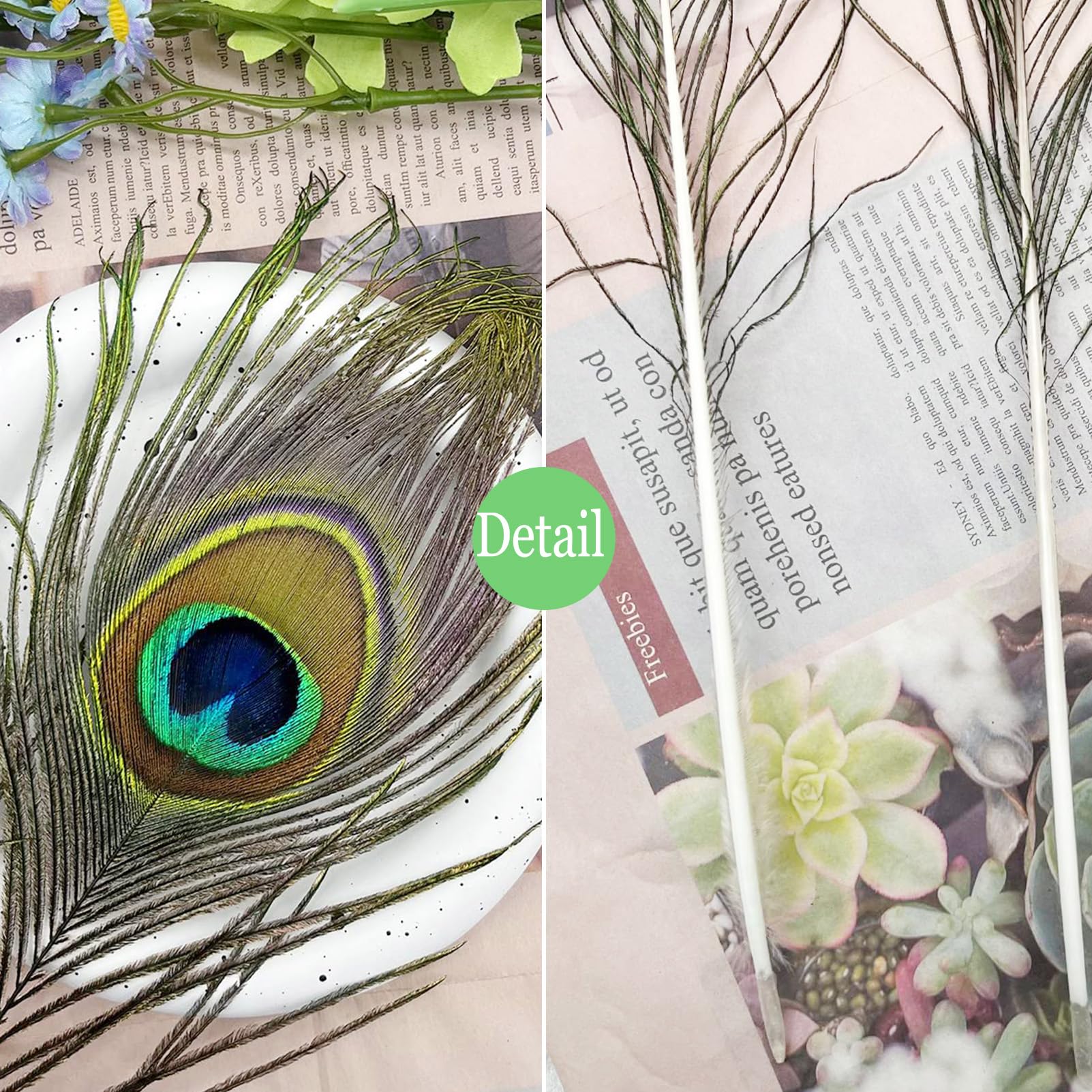 Plumas De Pavo Real De Ojos Grand Natural, 25-65CM, Para Boda
