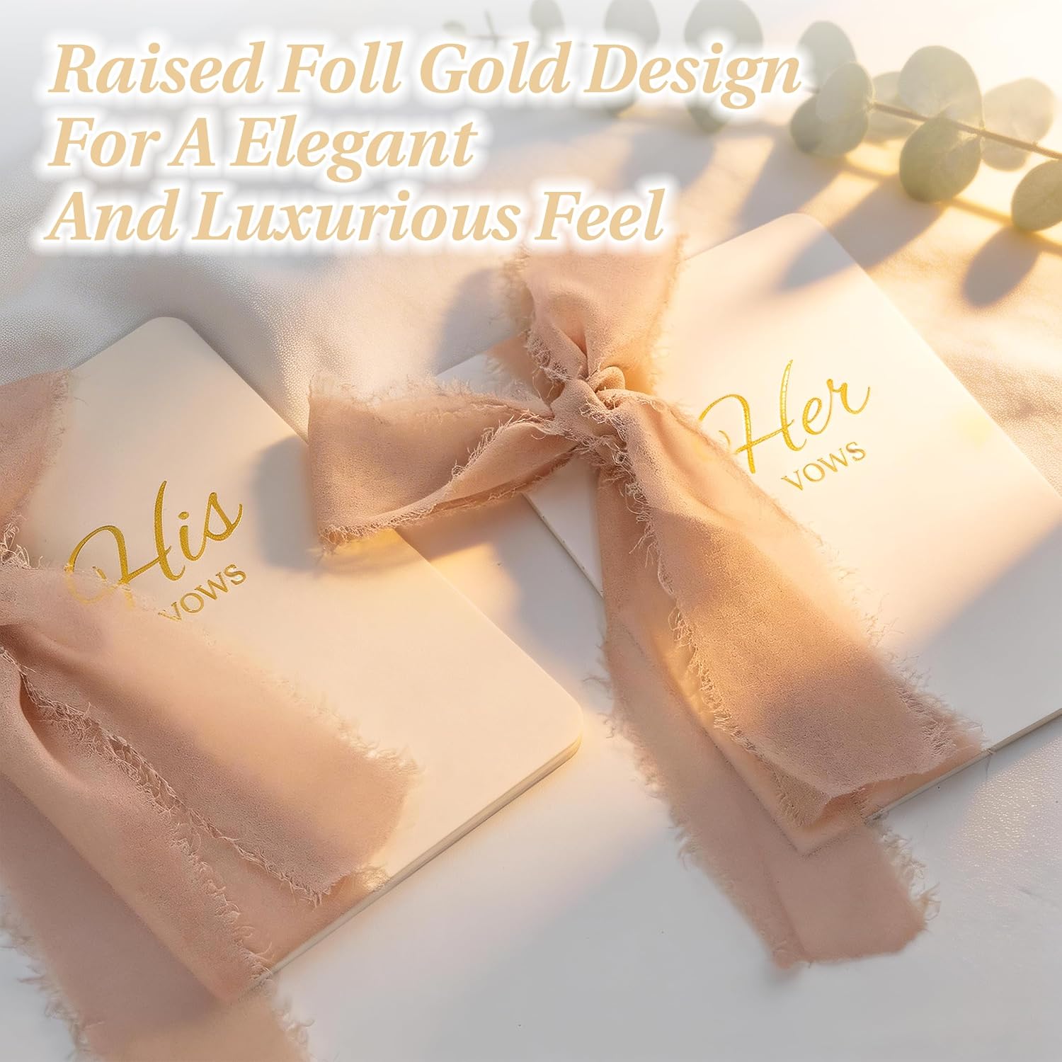 Wedding Vow Books His and Hers, Soft Touch Cover with Ribbon & Gift Box, 28 Lined Pages, Premium Elegant Keepsake for Bride & Groom Ceremony, Wedding Gift & Registry Must-Haves (White & Ivory) image 5