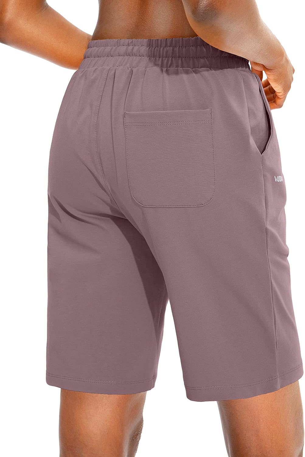 Viodia Women's Bermuda 10" Long Shorts with Pockets Cotton Sweat Shorts Jersey Knee Length Shorts for Summer : Clothing, Shoes & Jewelry