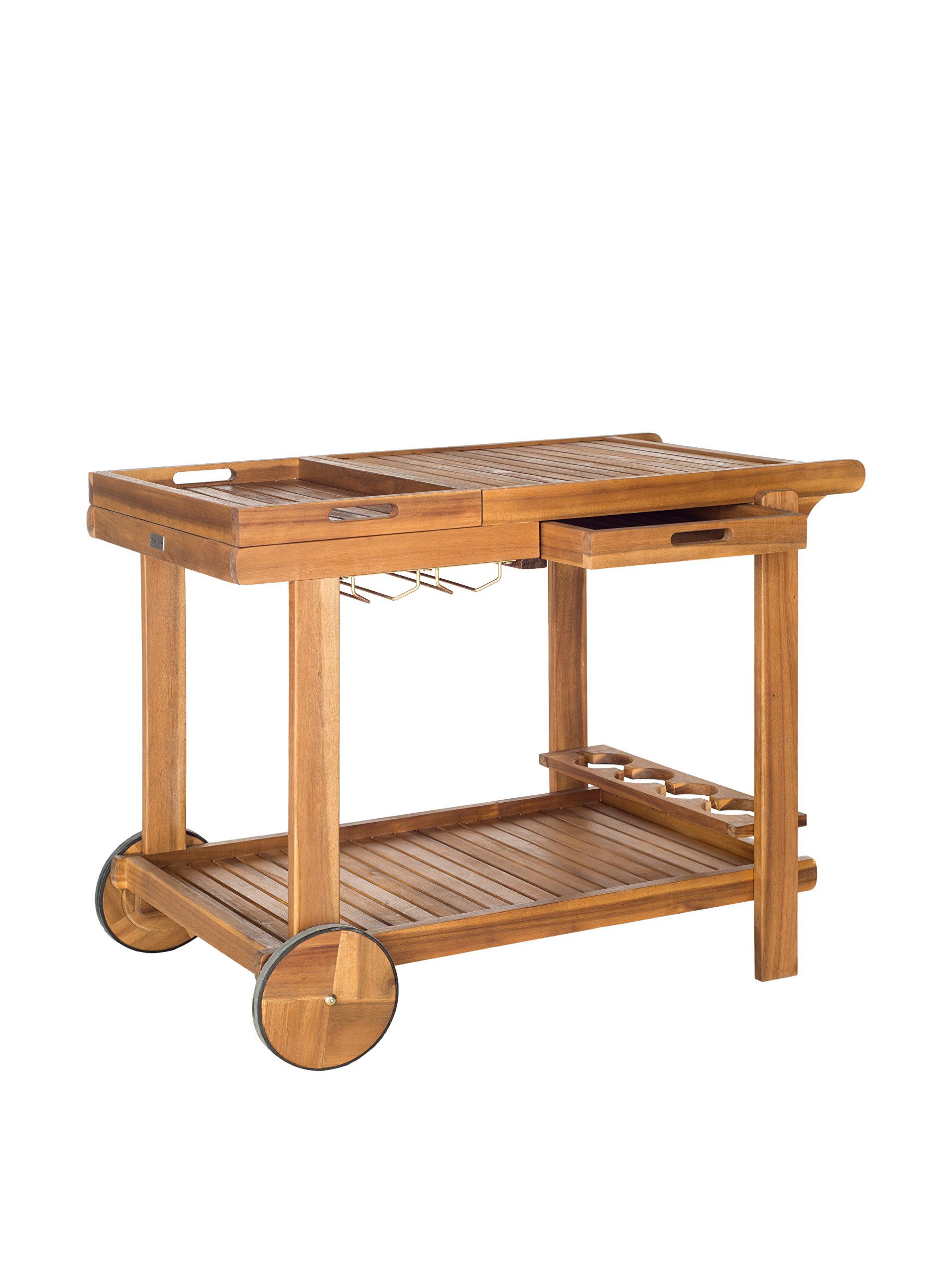 SAFAVIEH EUP7010A Bellagio Chariot Thé Extérieur Bois Teck Marron 60 x 100 x 75,94 cm