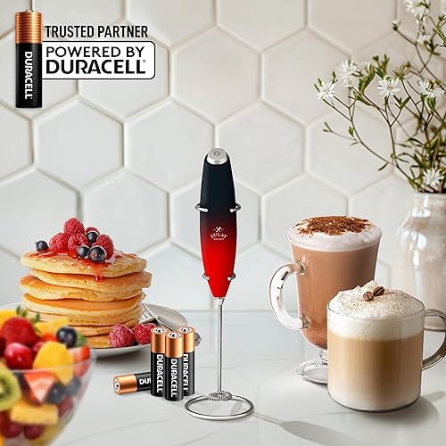 Vista 115 de Zulay Kitchen - Espumador de leche de mano con pilas AA Duracell: batidora de bebidas resistente para café, latte, capuchino y más, color aurora