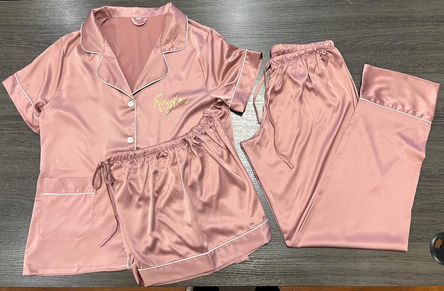 Personalized Bridesmaid Pajamas - Pajama Set for Women - Bridesmaid Gift Bridal Party Monogram Satin Pajamas Set - Long and Short PJs - Gift for Bride - Birthday Gifts Multicolors - Image 5