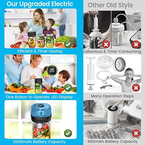 Miniatura 4 de Sellador al vacío eléctrico para tarros Mason  Kit de sellado al vacío BTD-DARBY para tarros de boca ancha y regular, bolsas de vacío,