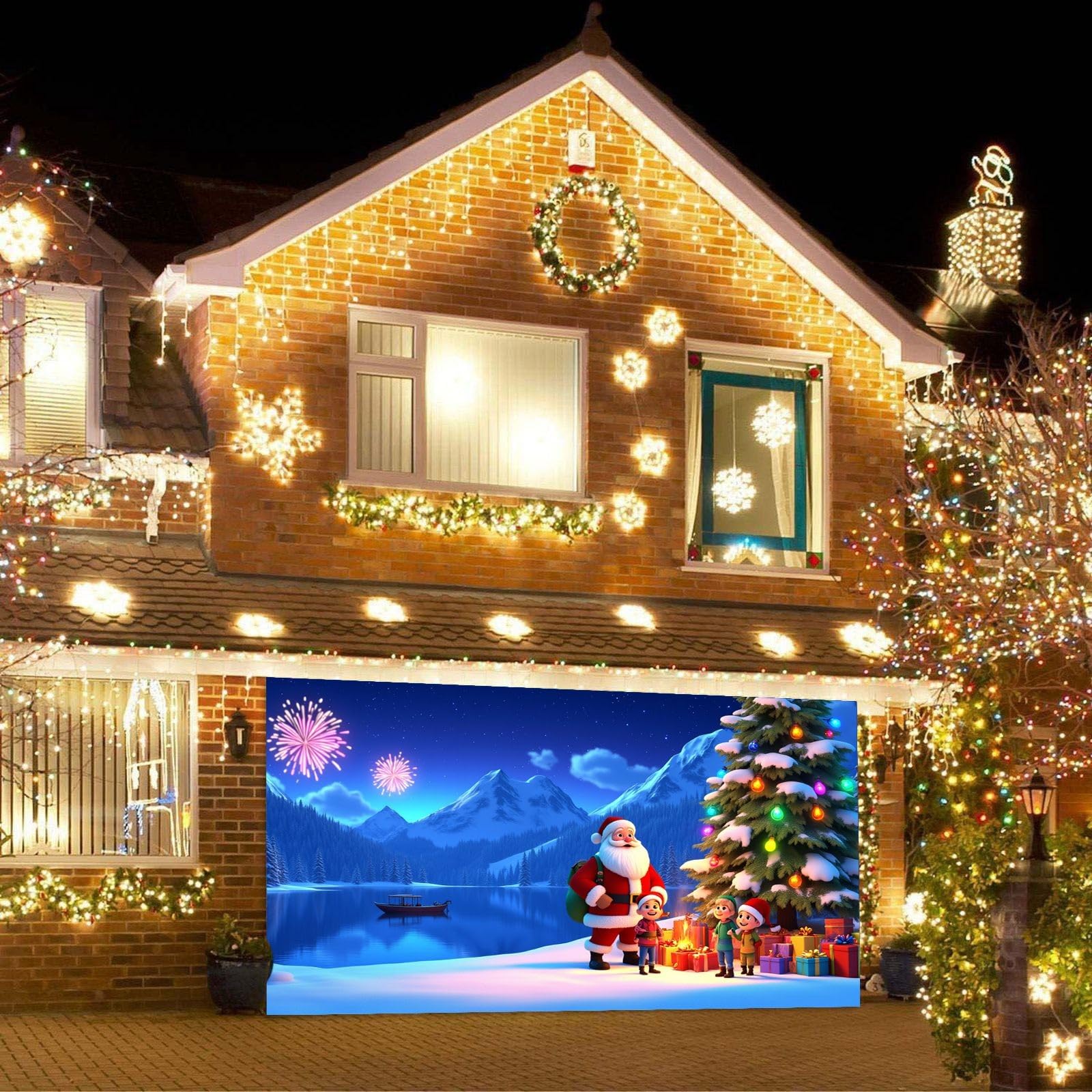 480 * 210cm Weihnachten Outdoor Garage Tür Banner Große Weihnachten Dekorative Tür Abdeckung Dekoration Urlaub Outdoor Garage Hause wand Dekoration E Weihnachtsdeko-1469