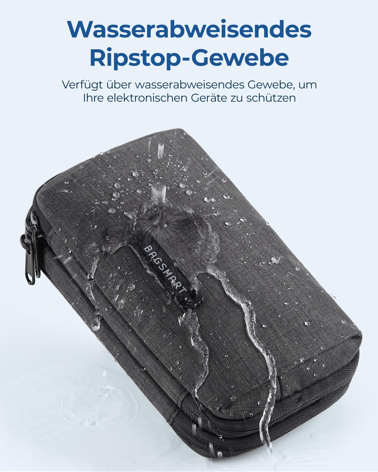 BAGSMART Torba na kable, organizer, torba podróżna, organizer na elektronikę, wodoszczelny, akcesoria do ładowania telefonu komórkowego, czarny