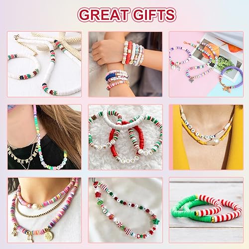 Miniatura 5 de QUEFE 5400 cuentas de arcilla para hacer pulseras, kit de cuentas de arcilla polimérica de 18 colores, kit de fabricación de joyas con cuentas