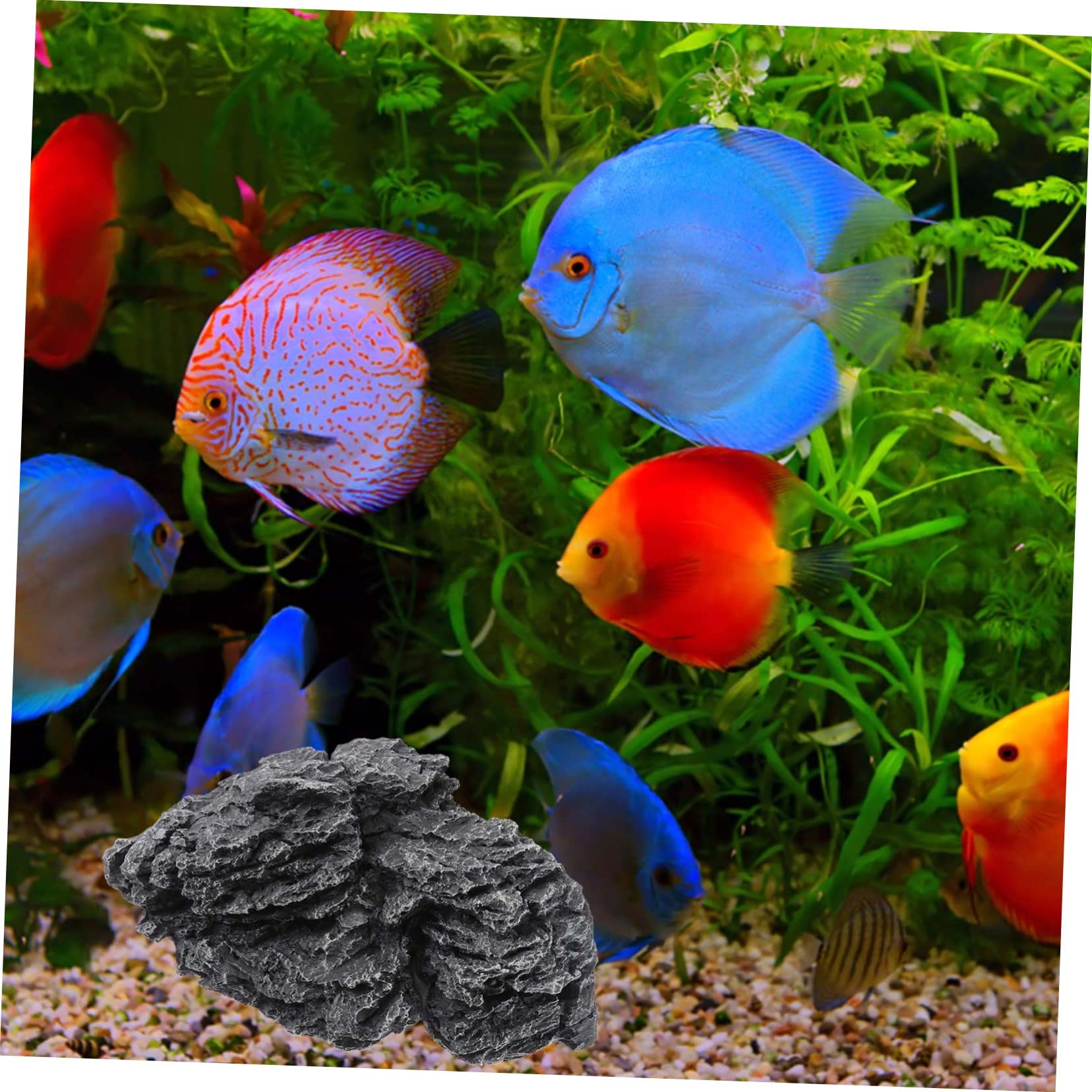 ERINGOGO Decorazioni per Acquario in Resina Nero Aspetto Naturale e Sensazione Realistica, Ornamenti per Terrari e Acquari, per Decorare Tuo Fish Tank Stile Casuale