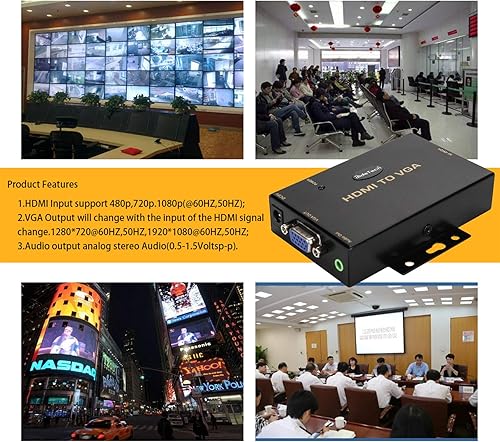 Vista 6 de JideTech HDMI to VGA Converter with 3.5mm Audio Supports 1080P for PC Laptop Display Computer Mac Projector