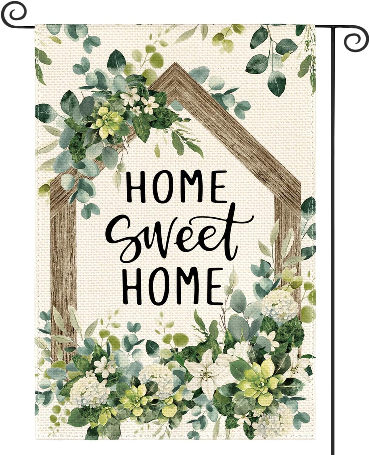 AVOIN colorlife Home Sweet Home Spring Floral Garden Flag 12x18 Inch Double Sided Outside, Eucalyptus Flowers Seasonal Welcome Yard Outdoor Flag