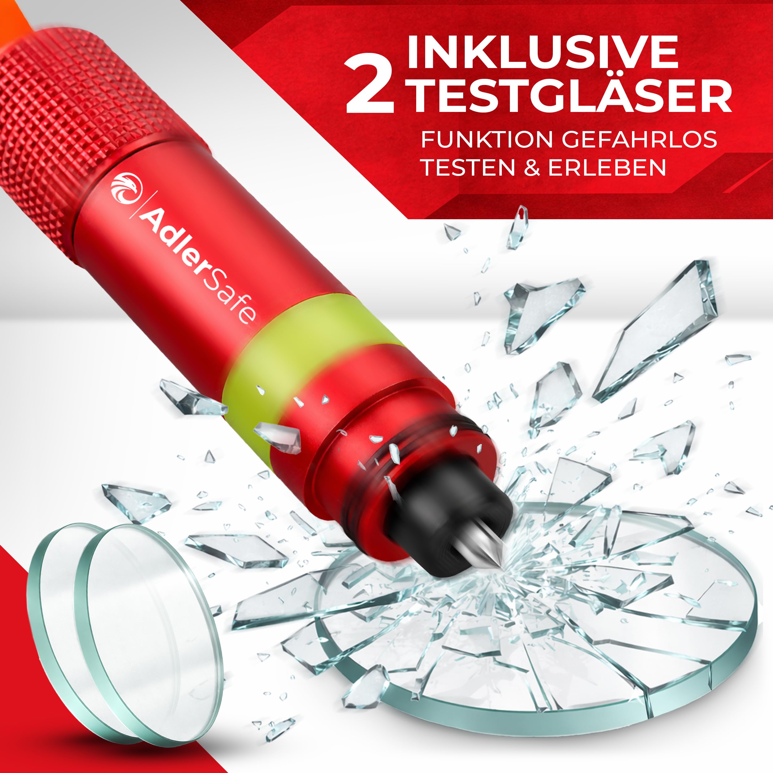Notfallhammer Auto mit Gurtschneider - Nothammer - Federkörner Glasbrecher zum Lebenretten - Rettungswerkzeug Notfallset für Scheiben - Sicherheitshammer für Unfälle
